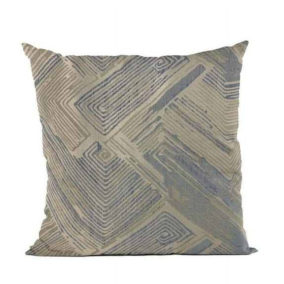Blue & Beige Hidden Tour Abstract Luxury Throw Pillow - 22 x 22 in.
