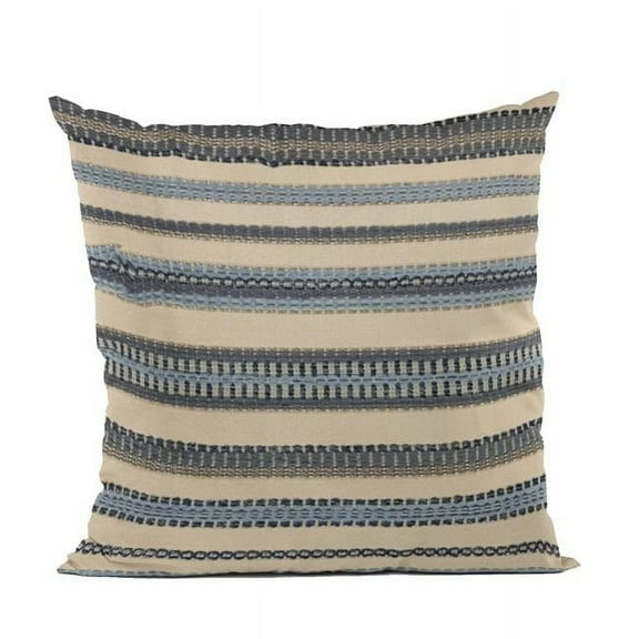 Blue & Beige Lanes Stripe Luxury Throw Pillow - 20 x 20 in.