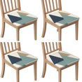 thumbnail image 1 of Blue and Beige Modern Art Geometric Seat Covers for Dining Room Chairs Set Of 4,Stretch Printed Washable Chair Seat Cover with Elastic Ties and Button,Removable Waterproof Couch Cushion Covers, 1 of 6