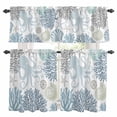 thumbnail image 1 of Blue Beige Octopus Coastal Kitchen Curtains Sets for Windows 24 Inch Length, Nautical Coral Starfish Rod Pocket Window Treatments Tier Curtains and Valances Set for Bedroom/Bathroom, 1 of 8