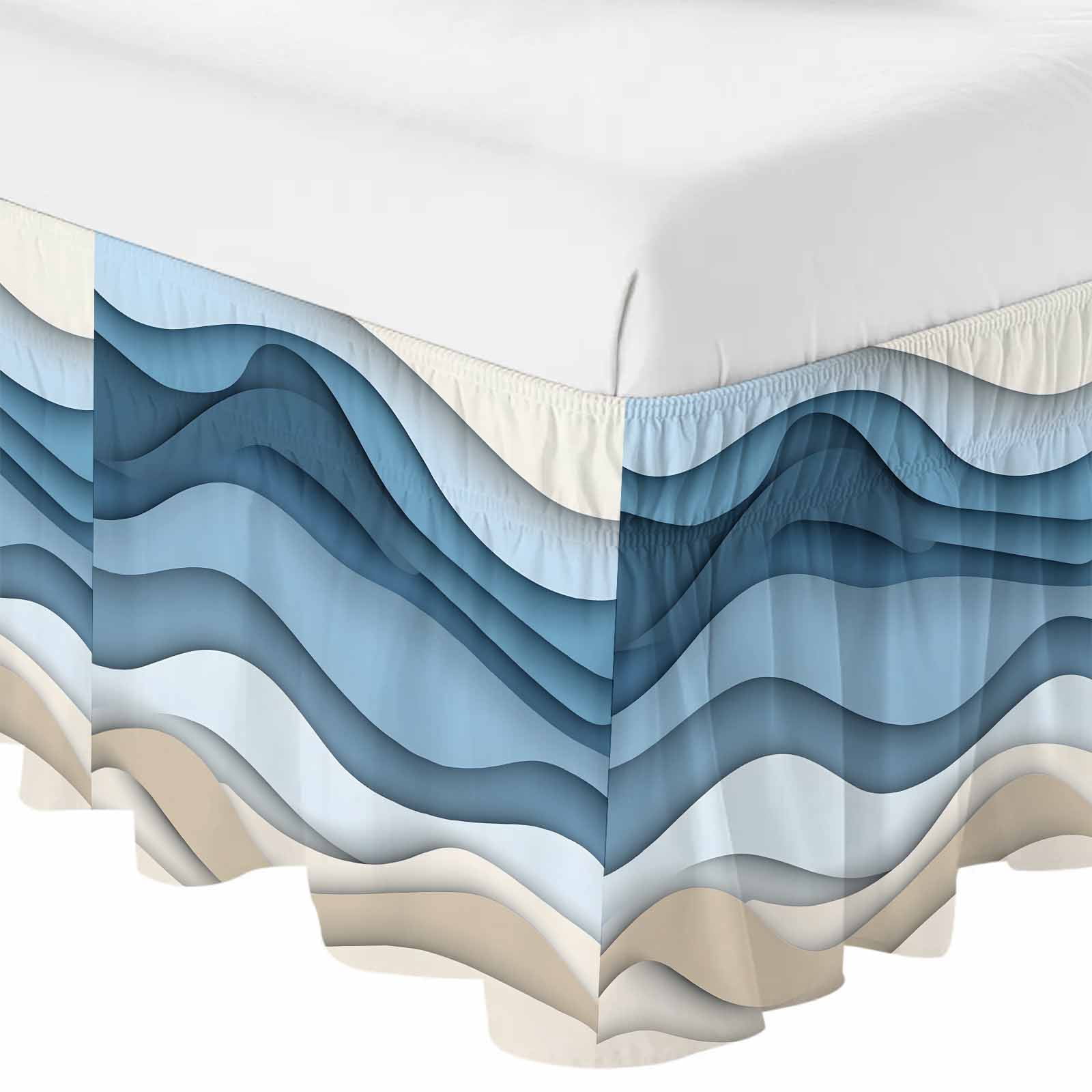Blue Beige Ombre Bed Skirt Cal King Size 16 Inch Drop, Adjustable ...
