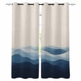 thumbnail image 1 of Blue Beige Ombre Blackout Curtains for Bedroom Living Room Darkening Curtains 63 Inches Long Minimalist Ocean Waves Linen Window Curtain 2 Panels Set Insulated Window Treatment Grommet Drapes 42"x63", 1 of 9