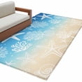 thumbnail image 1 of Blue Beige Ombre Coastal Area Rugs Collection 2.7'x5', Nautical Beach Starfish Coral Summer Non Slip Indoor Rectangle Throw Runner Rug Floor Mat Carpet for Living Room Dining Table Bedroom Nursery, 1 of 9