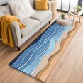 thumbnail image 1 of Blue Beige Ombre Kitchen Runner Rug 2x6 Washable Runners for Hallway Non Slip Moire Modern Geometric Aesthetics Large Area Rug Indoor Floor Carpet for Bathroom Laundry Entryway Bedroom Living Room, 1 of 8