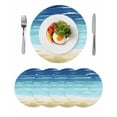 thumbnail image 1 of Blue Beige Ombre Round 13 Inch Placemats Set of 4, Coastal Nautical Summer Beach Wave HeatResistant Non Slip Place Mats for Dining Table, Wipeable Braided Kitchen Table Mats for Housewarming, 1 of 9