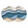 Blue Beige Ombre Round 15 Inch Placemats Set of 2, Geometric Moire ...