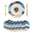 thumbnail image 1 of Blue Beige Ombre Round 15 Inch Placemats Set of 6, Moire Geometric Abstract Modern HeatResistant Non Slip Place Mats for Dining Table, Wipeable Braided Kitchen Table Mats for Housewarming, 1 of 9