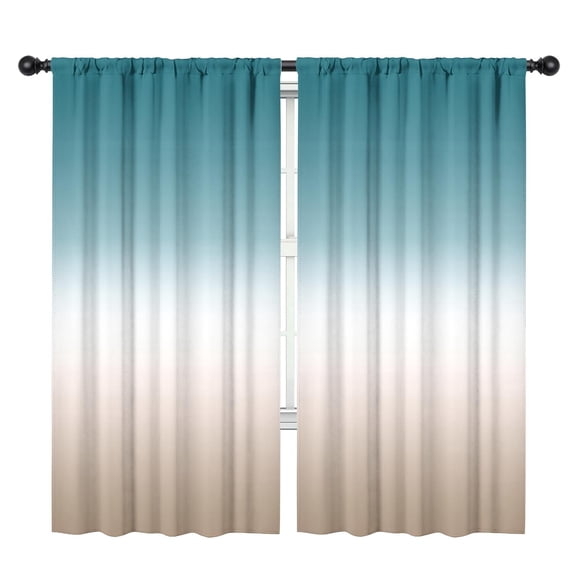 Blue Beige Ombre Window Curtains 42 x 84 Inch, Soft Gradient Drapes ...