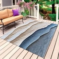 thumbnail image 1 of Blue Beige Outdoor Rug for Patio/Deck/Porch, Non-Slip Large Area Rug 6 x 9 Ft, Modern Coastal Wave Abstract Art Indoor Outdoor Rugs Washable Area Rugs, Reversible Camping Rug Carpet Runner, 1 of 8