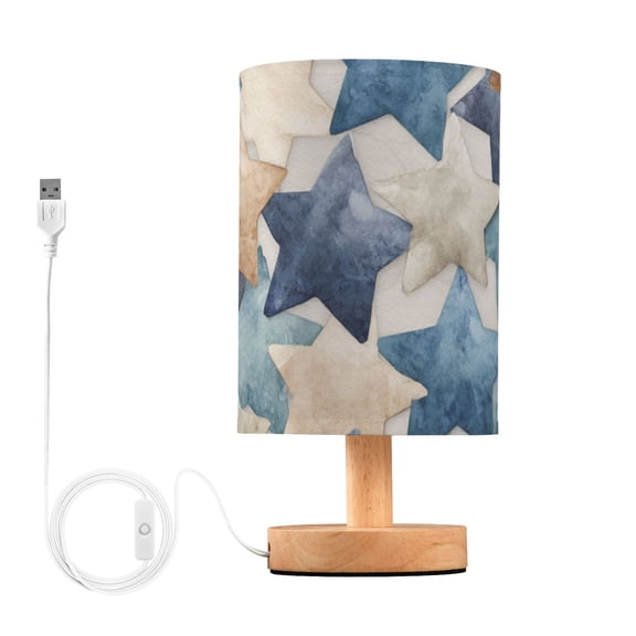Blue Beige Retro Stars Table Lamp with USB Port LED Warm Light Lamp Night Light Home Decor