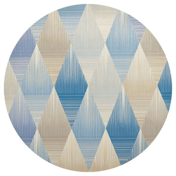 Blue Beige Rhombus Patterns PVC Round Grid Placemat Table Mat 1 Pc 15.4" x 15.4"
