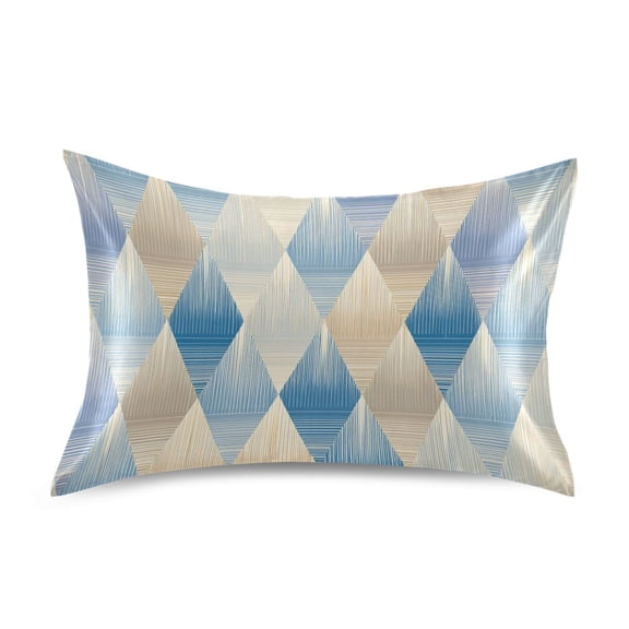 Blue Beige Rhombus Patterns Satin Pillowcase Envelope Design Pillow Covers 1 Pack Standard Size 20" x 26"
