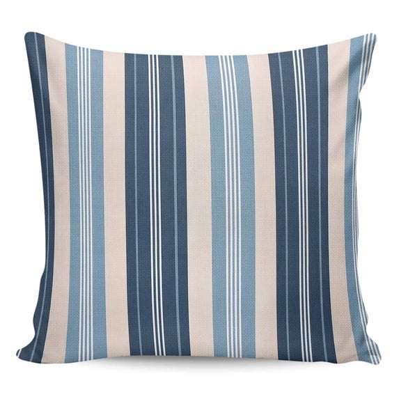Blue Beige Striped Pillow Covers 16x16 Inch Decorative Throw Pillow Cover, Modern Stripes Art Farmhouse Sofa Pillowcases Accent Cushion Case Home Decor Bedroom Living Room