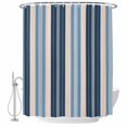thumbnail image 1 of Blue Beige Striped Shower Curtain, Waterproof Shower Curtains for Bathroom, Modern Stripes Art Farmhouse Washable Fabric Bathtub Curtain Set Bath Decor with 12 Hooks Extra Long 72"x96", 1 of 8