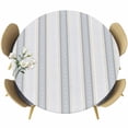 thumbnail image 1 of Blue Beige Striped Table Cloth, Round Fitted Tablecloths with Elastic Edge, Boho Ethnic Modern Abstract Art Wipeable Waterproof Table Cover for Kitchen Wedding 45-54 Inches, 1 of 4