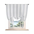 thumbnail image 1 of Blue Beige Striped Tie Up Curtains for Windows 63 Inch Length Balloon Curtains Kitchen Adjustable Balloon Window Shade Boho Ethnic Modern Abstract Art Tie Up Valance Bathroom Curtain Window 46"x63", 1 of 6