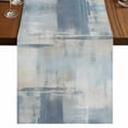 thumbnail image 1 of Blue Beige Table Runner 70 Inches Long,Oil Painting Abstract Art Contemporary Cotton Linen Table Runners Dresser Scarves,Decorative Fabric Tabletop Scarf Furniture Cover for Home Dinner Party 13"x70", 1 of 8