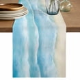 thumbnail image 1 of Blue Beige Table Runner, Summer Beach Coastal Nautical Ocean Washable Cotton Linen Table Runners 60 Inches Long, Dresser Scarf Runner for Coffee/TV Stands/Kitchen/Cabinets 13''x60'', 1 of 9