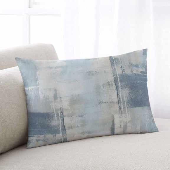Blue Beige Throw Pillow Covers, Oil Painting Abstract Art Contemporary Soft Breathable Pillow Cases with Invisible Zipper for Sleeping, Queen Size Pillowcases for Couch Bed Sofa Chair 20x30 Inches