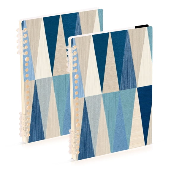 Blue Beige Triangles Notebook Detachable Coil Notebook Diary Plan Book A5 Size 60 Pages 1 Pack