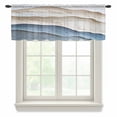 thumbnail image 1 of Blue Beige Valance Curtains for Kitchen/Living Room/Bathroom/Bedroom Window, Rod Pocket Small Topper Half Short Window Curtains Voile Sheer Scarf, Modern Coastal Wave Abstract Art 60"x18", 1 of 8