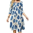 thumbnail image 1 of Blue Beige Watercolor Cheetah Print Women's Fall Dresses Casual Loose Flowy Swing Shift Dress, 1 of 9