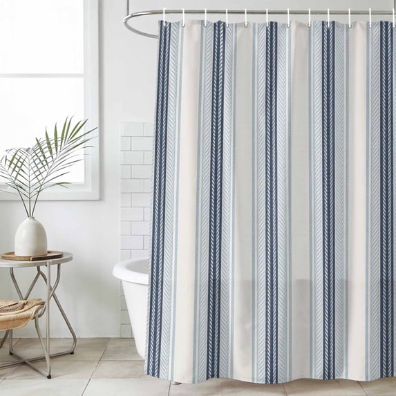 Blue Beige Waterproof Fabric Shower Curtain,Modern Abstract Gradient Vertical Stripes Waterproof Fabric Shower Curtain for Bathroom Curtains Bathtubs Shower Curtains with 12 Hooks Standard 72x72
