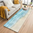 thumbnail image 1 of Blue Beige Waves 2'x6' Runner Rugs for Hallway Kitchen Bedside Non Slip Washable, Summer Beach Coastal Nautical Ocean Entryway Rug Runners with Rubber Backing, Long Carpet Runner for Laundry Room, 1 of 8