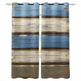 thumbnail image 1 of Blue Beige Wood Grain Blackout Curtains for Bedroom Living Room Darkening Curtains 63 Inches Long Modern Shabby Chic Board Window Curtain 2 Panels Set Window Treatment Grommet Drapes 52"x63", 1 of 9