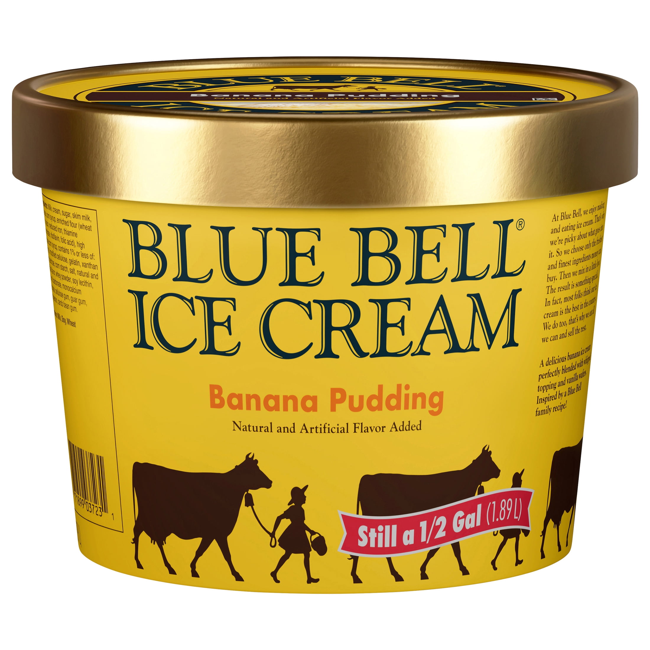 Blue Bell Banana Pudding Ice Cream Half Gallon, 64 fl oz