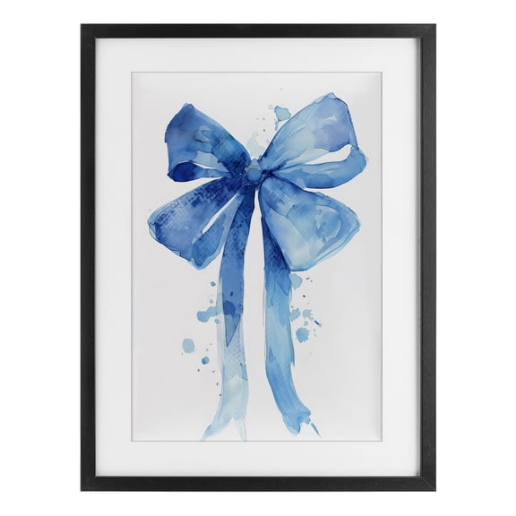 Stupell Industries Blue Bell Bow Illustration Black Framed Print Under Glass, design by LSR Design Studio