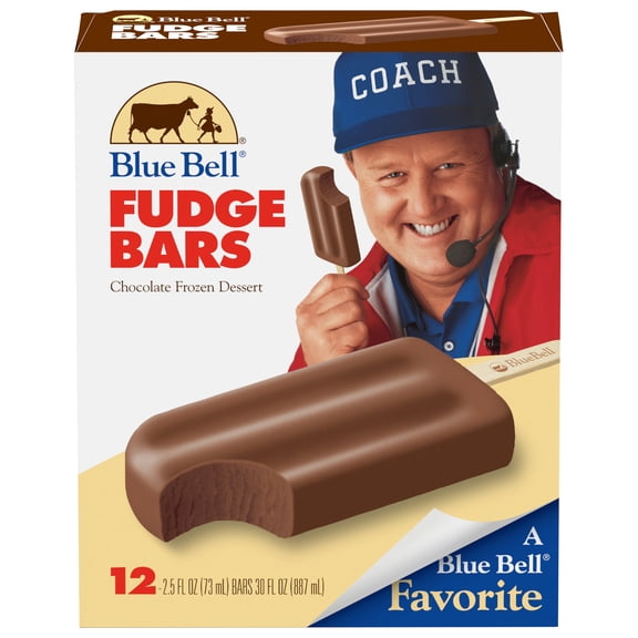 Blue Bell Chocolate Fudge Frozen Dairy Dessert Bars, 2.5 fl oz, 12 Count