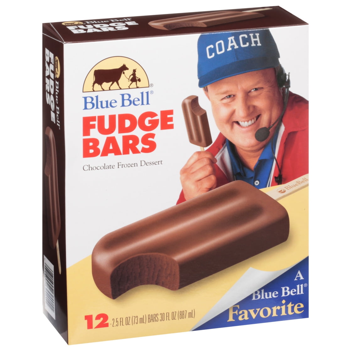 Blue Bell Chocolate Fudge Frozen Dairy Dessert Bars, 2.5 fl oz, 12 Count