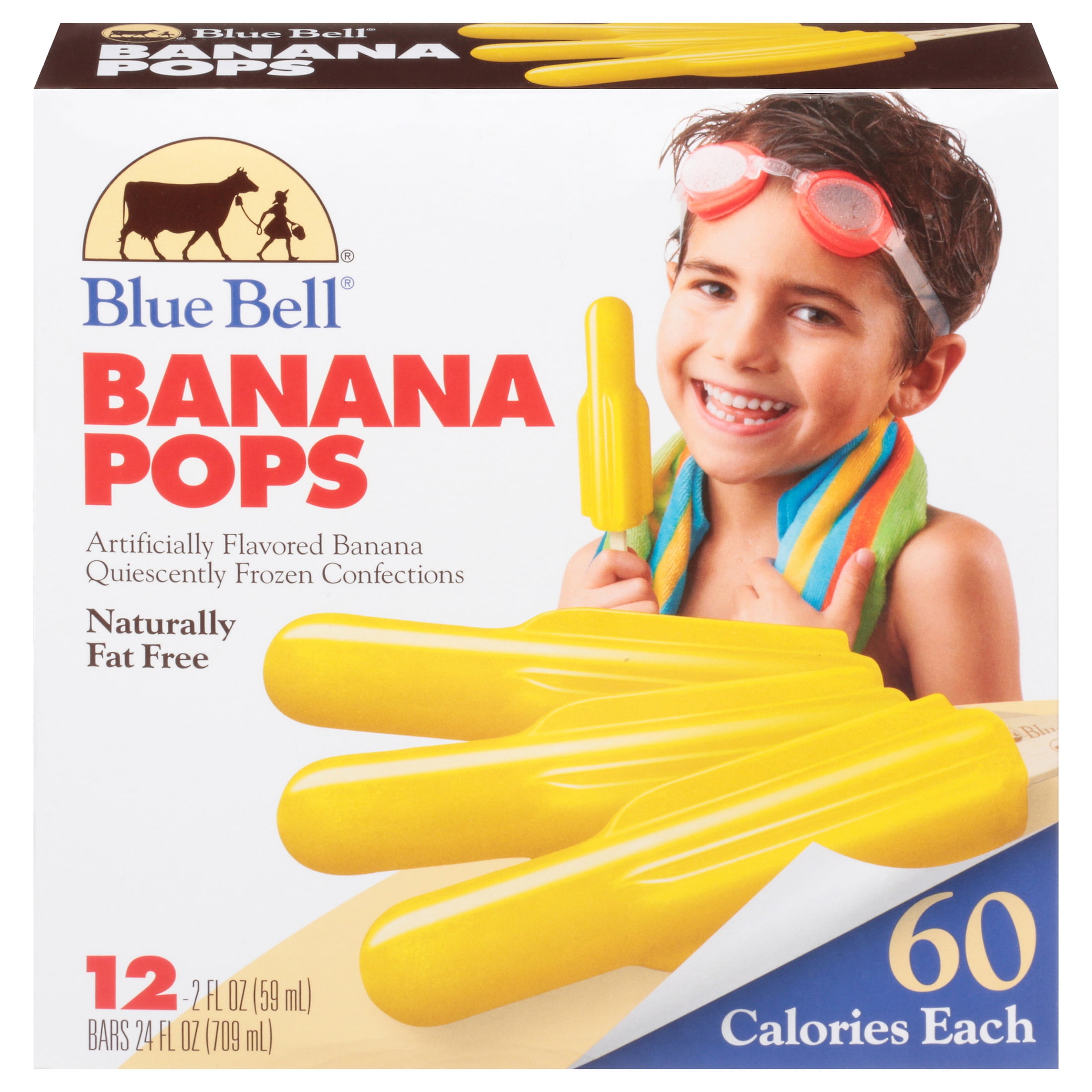 Blue Bell Fat Free Banana Pops, 2.0 fl oz, 12 Count