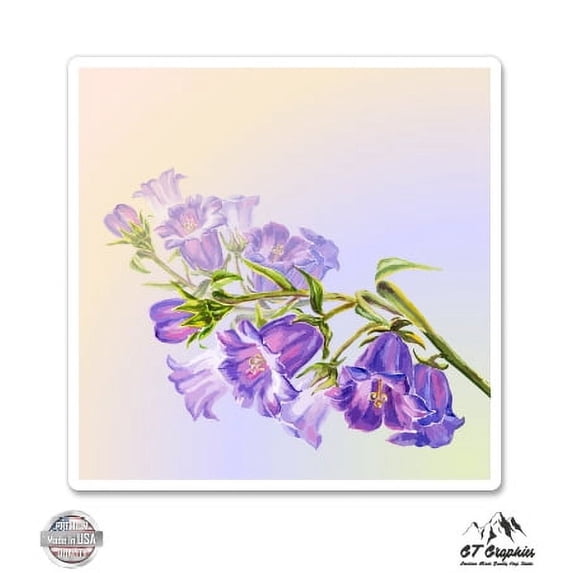Blue Bell Flower Bunch - 5" Vinyl Sticker - For Car Laptop I-Pad - Waterproof Decal