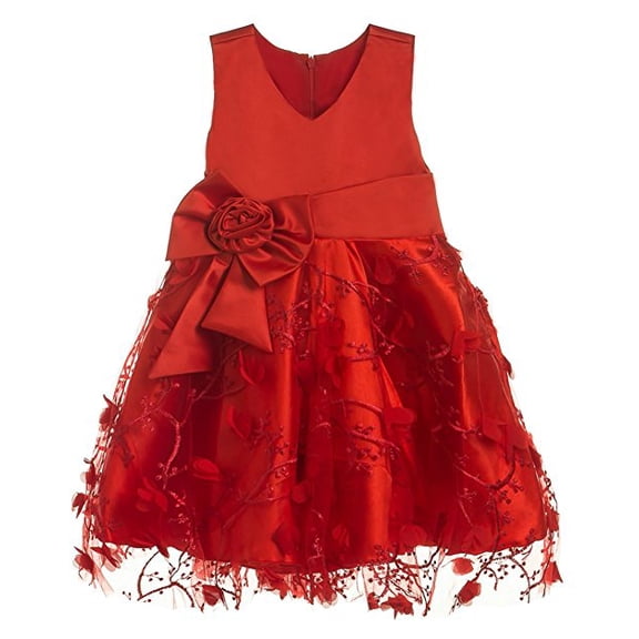 Blue Bell HANDMADE Toddler Tulle Princess Flower Girl Dress for Wedding Party - Hades - Red-3