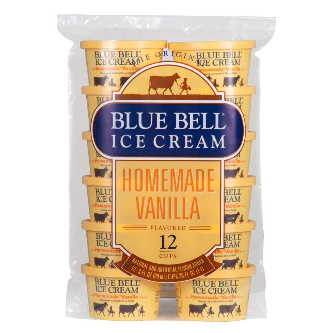 Blue Bell Homemade Vanilla Ice Cream Cups, 3.0 fl oz, 12 Count