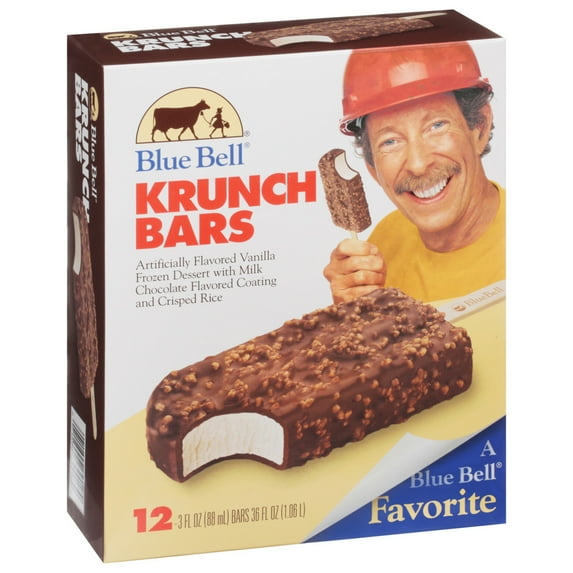 Blue Bell Krunch Frozen Dairy Dessert Bars, 3.0 fl oz, 12 Count