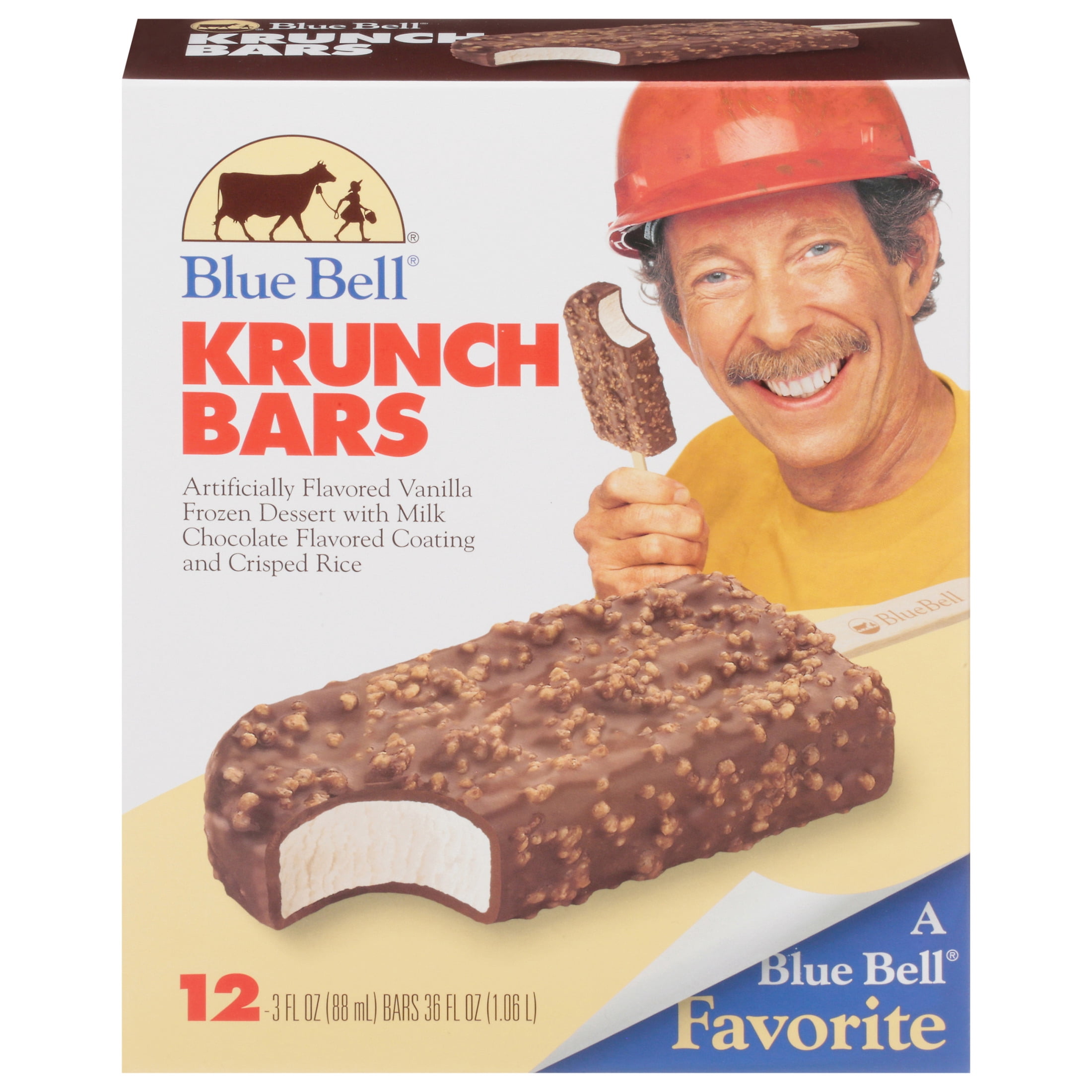 Blue Bell Krunch Frozen Dairy Dessert Bars, 3.0 fl oz, 12 Count
