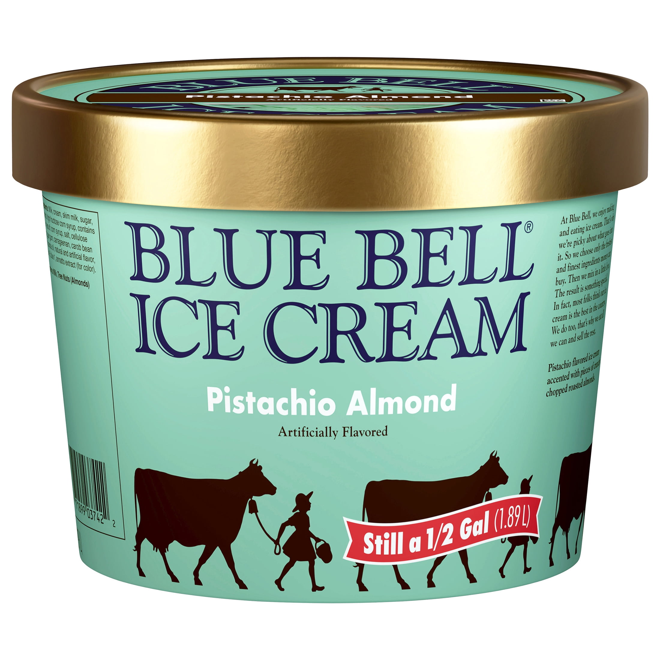 Blue Bell Pistachio Almond Ice Cream Half Gallon, 64 fl oz