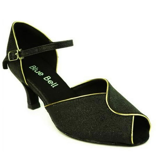 Blue Bell Shoes HANDMADE Women's Ballroom Salsa Competition Dance Shoes Eva Heel - Black- 2.5" -8