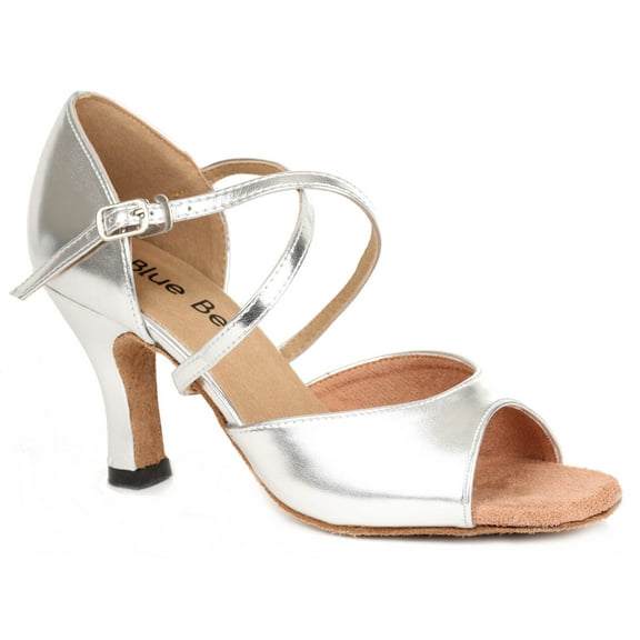 Blue Bell Shoes HANDMADE Women's Ballroom Wedding Competition Dance Shoes Melissa, Silver, 2.5", Size 7