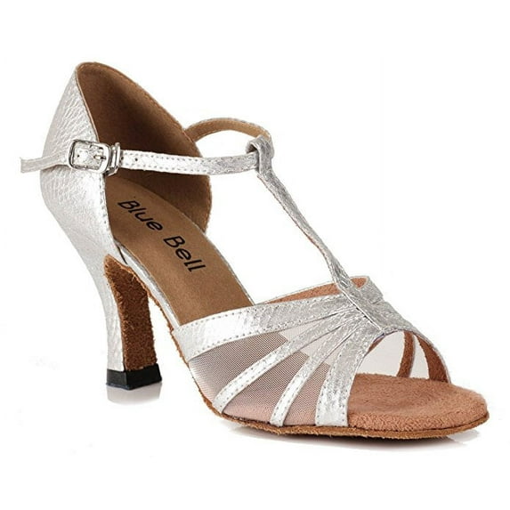 Blue Bell Shoes HANDMADE Women's Ballroom Wedding Competition Dance Shoes Samantha - Silver - 3.0" -9.5