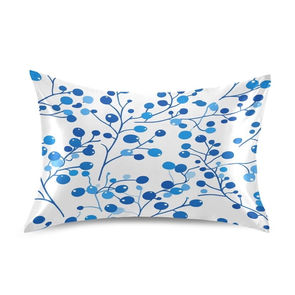 Blue Berries Pattern Luxury Silky Soft Pillowcase Standard Size Wrinkle Resistant Envelope Closure 20x26in