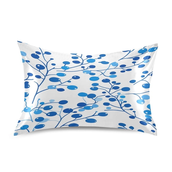 Blue Berries Pattern Satin Pillowcase 20''x26'' Double-Sided Print Soft Wrinkle Resistant