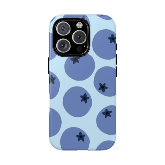 Blue Berry Pattern Tough Case for Apple iPhone, Dual-Layer TPU Liner