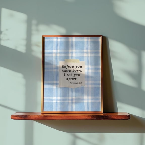 Blue Bible Verse Wall Art For Boy Nursery Rustic Christian Print Jeremiah 1,5 Vintage Cottagecore Prints For Baby Room Home Decor #559, Unframed Poster Size 8x12