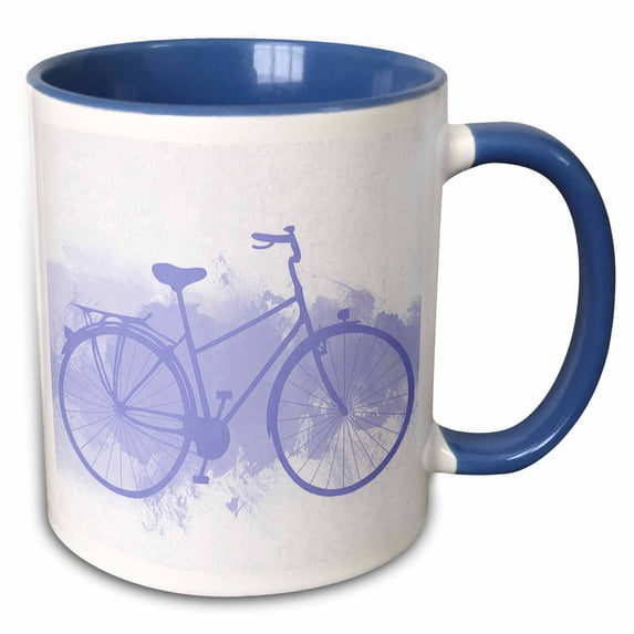 3drose, Blue Bicycle on a Grunge Background, 11oz Two-tone Blue Mug