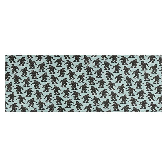 Blue Bigfoot Pattern Kitchen Rug Mat,Kitchen Runner Rugs Non Skid Washable,Decorative Kitchen Floor Mats for Kitchen,Sink,Laundry,17"X47"