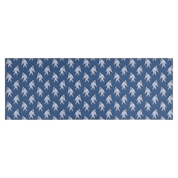 Blue Bigfoot Pattern Kitchen Rug Mat,Kitchen Runner Rugs Non Skid Washable,Decorative Kitchen Floor Mats for Kitchen,Sink,Laundry,17"X47"